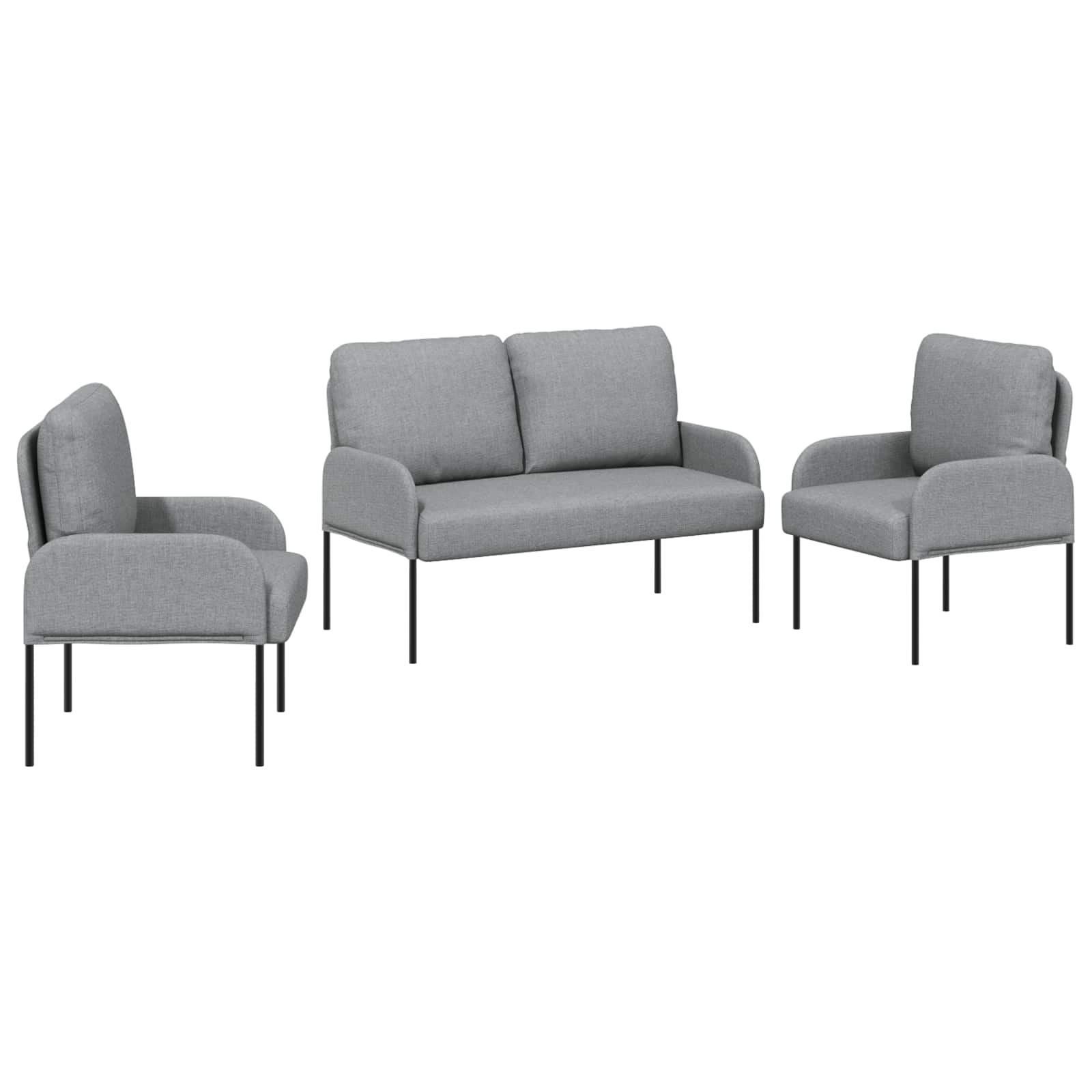 Σετ Καναπέ 3 pcs Ανοιχτό γκρι 115 x 56 x 80 εκ Κόντρα πλακέ - Pakobazaar