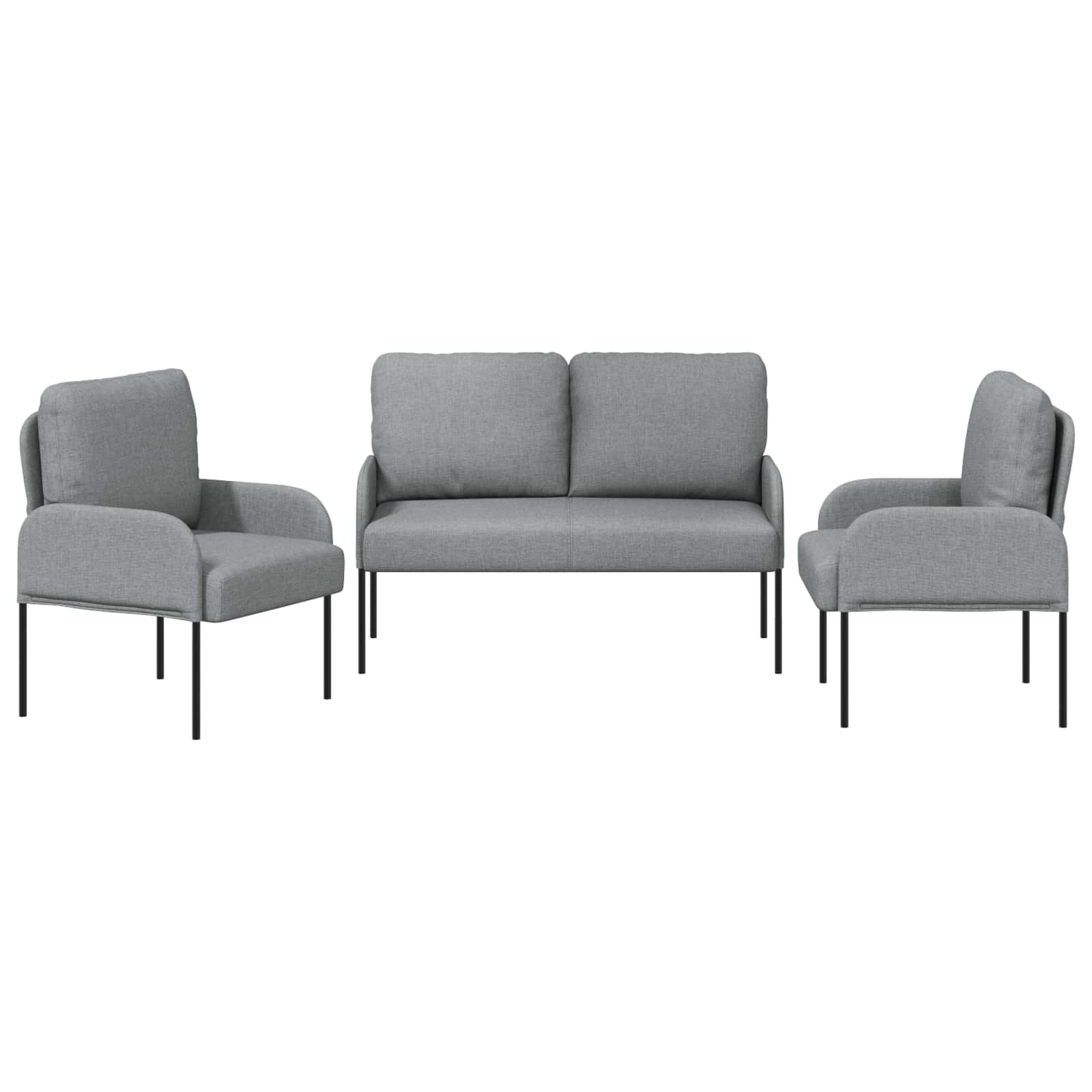 Σετ Καναπέ 3 pcs Ανοιχτό γκρι 115 x 56 x 80 εκ Κόντρα πλακέ - Pakobazaar