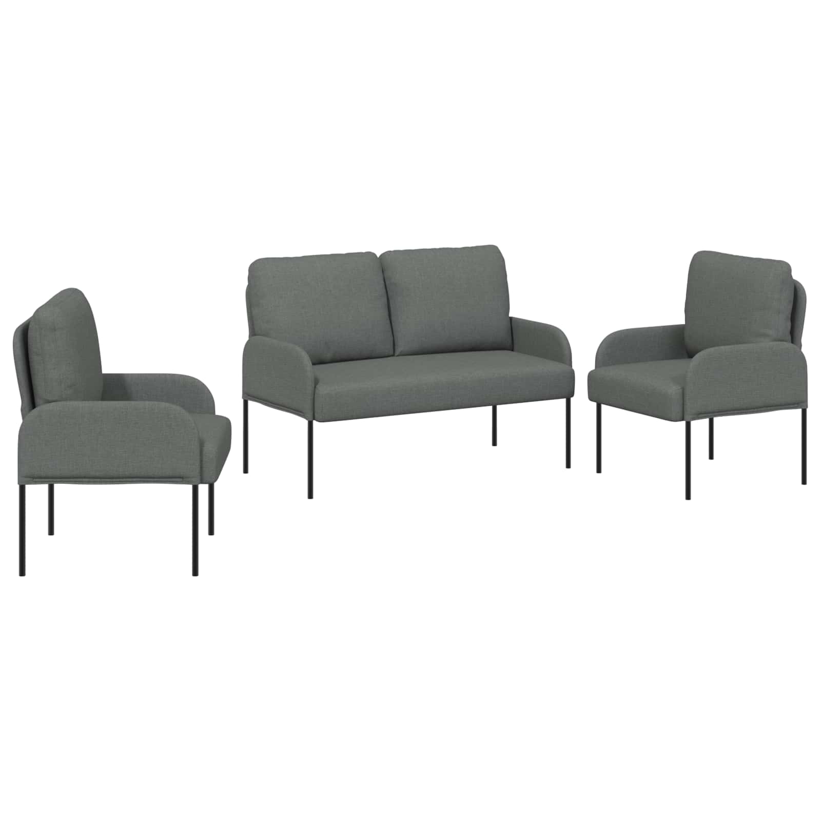 Σετ Καναπέ 3 pcs Σκούρο Γκρι 115 x 56 x 80 εκ Κόντρα πλακέ - Pakobazaar