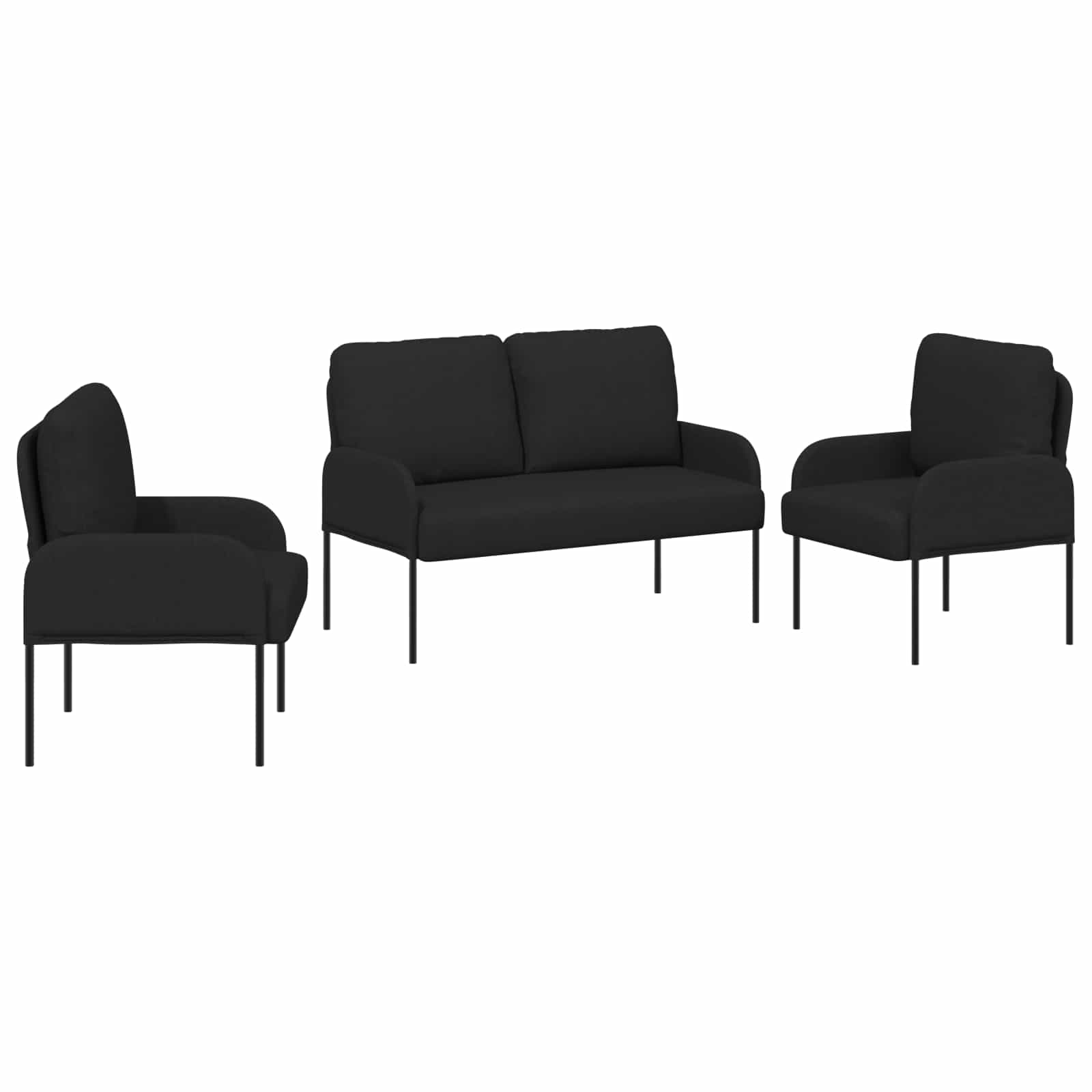 Σετ Καναπέ 3 pcs Μαύρο 115 x 56 x 80 εκ Κόντρα πλακέ - Pakobazaar