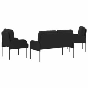 Σετ Καναπέ 3 pcs Μαύρο 115 x 56 x 80 εκ Κόντρα πλακέ - Pakobazaar
