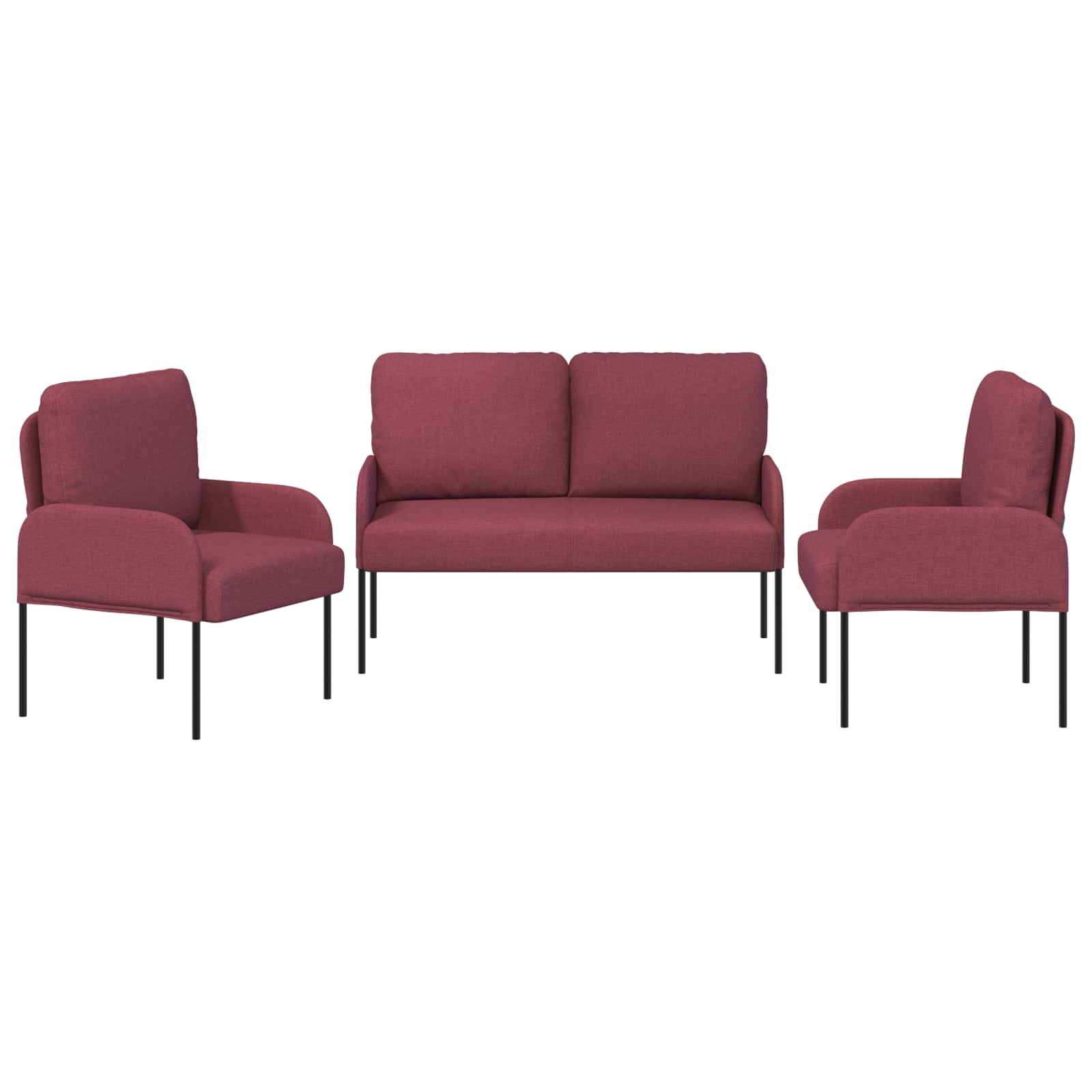 Σετ Καναπέ 3 pcs Κόκκινο 115 x 56 x 80 εκ Κόντρα πλακέ - Pakobazaar