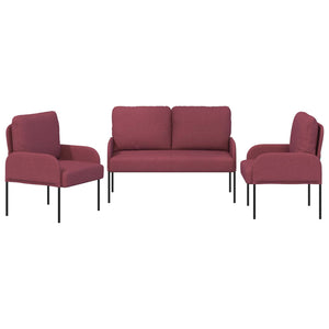 Σετ Καναπέ 3 pcs Κόκκινο 115 x 56 x 80 εκ Κόντρα πλακέ - Pakobazaar