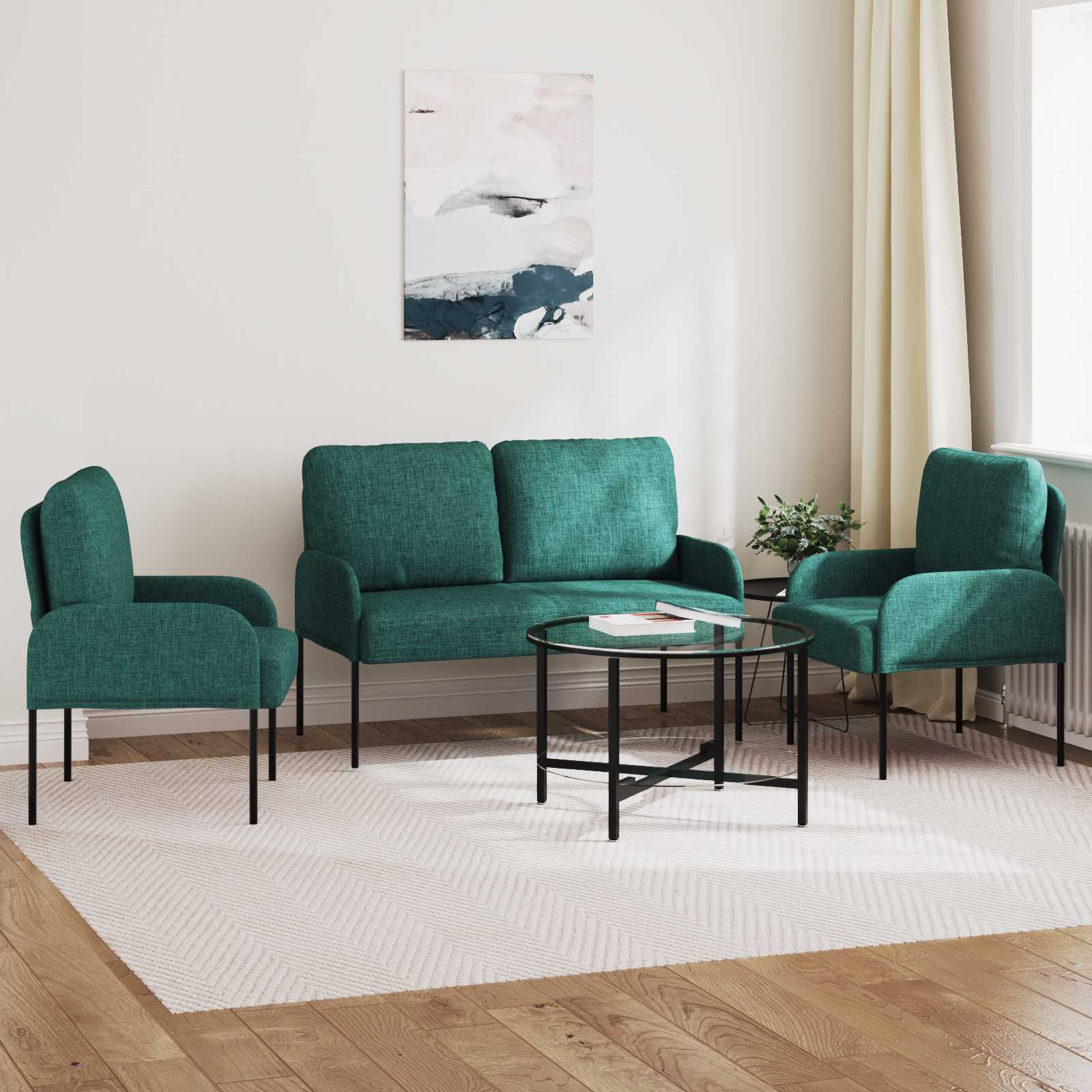 Σετ Καναπέ 3 pcs Σκούρο Πράσινο 115 x 56 x 80 εκ Κόντρα πλακέ - Pakobazaar