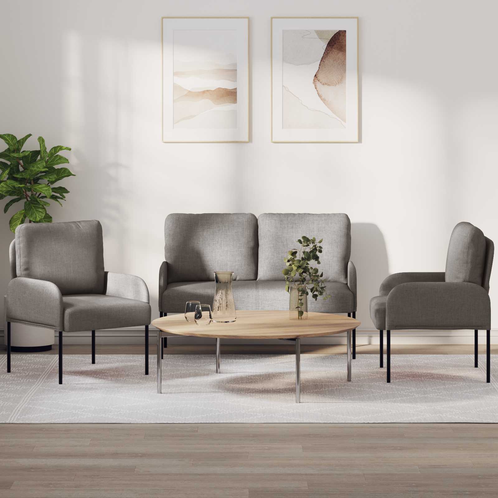 Σετ Καναπέ 3 pcs Taupe 115 x 56 x 80 εκ Κόντρα πλακέ - Pakobazaar