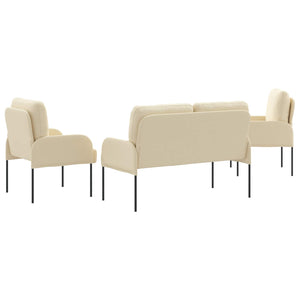 Σετ Καναπέ με μαξιλάρι 3 pcs Κρεμ 115 x 56 x 80 εκ Κόντρα πλακέ - Pakobazaar