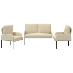 Σετ Καναπέ με μαξιλάρι 3 pcs Κρεμ 115 x 56 x 80 εκ Κόντρα πλακέ - Pakobazaar