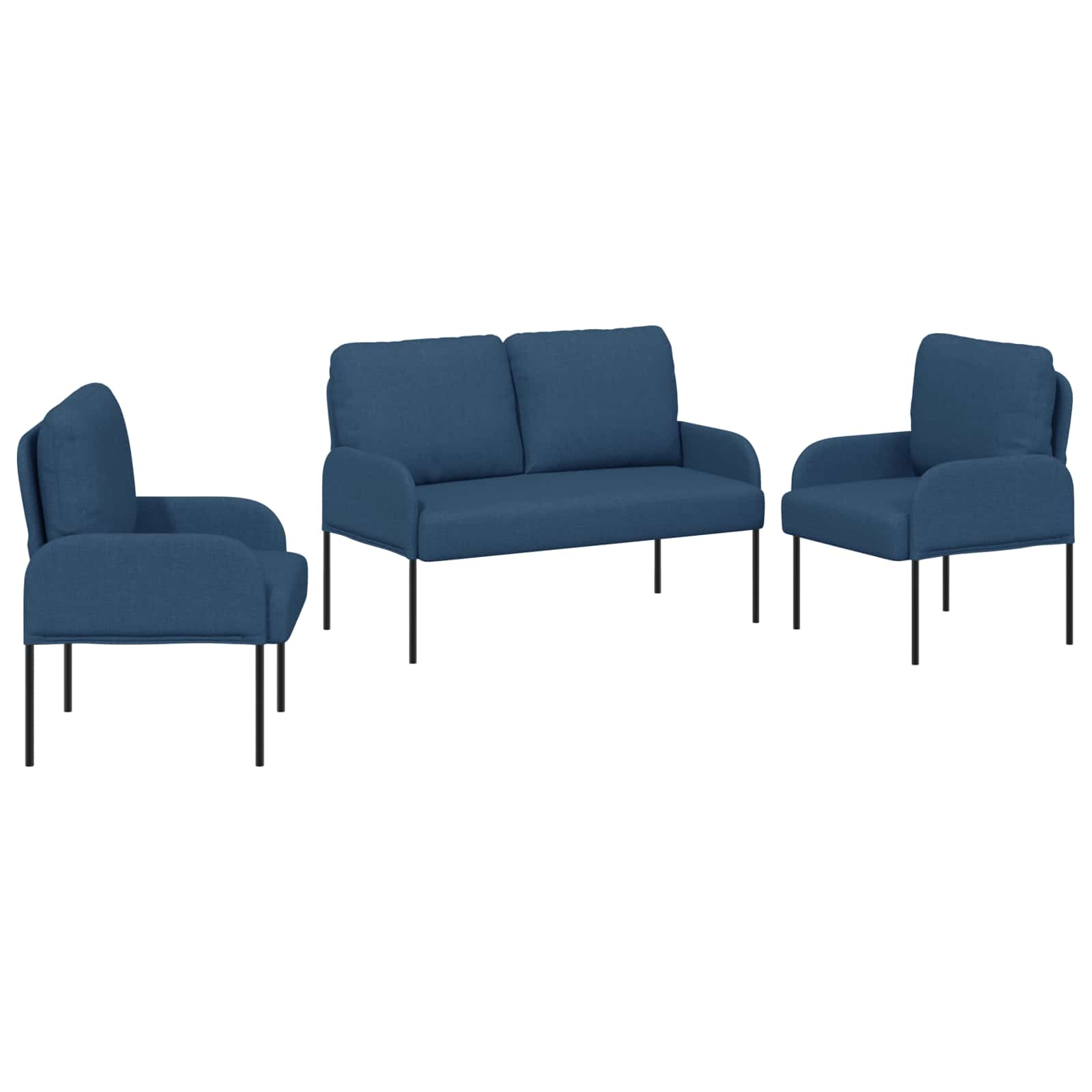 Σετ Καναπέ με μαξιλάρι 3 pcs Μπλε 115 x 56 x 80 εκ Κόντρα πλακέ - Pakobazaar