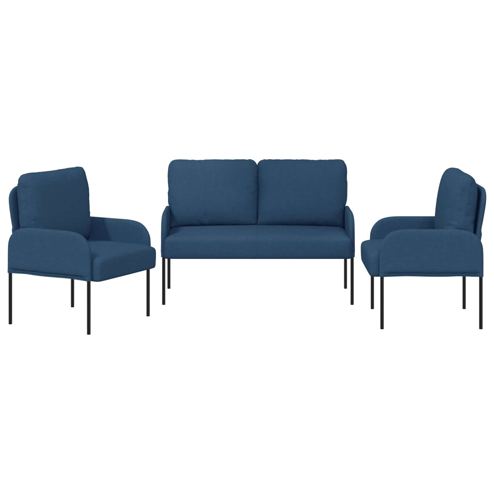 Σετ Καναπέ με μαξιλάρι 3 pcs Μπλε 115 x 56 x 80 εκ Κόντρα πλακέ - Pakobazaar