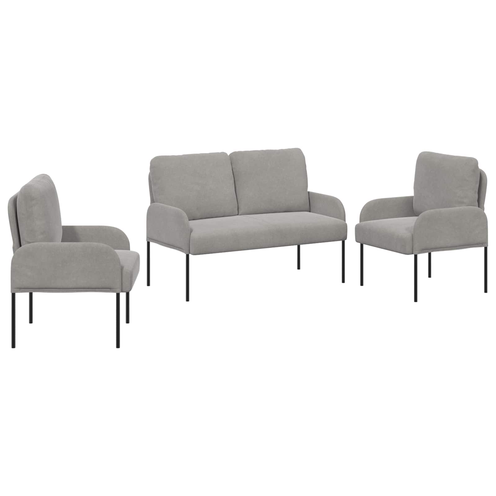 Σετ Καναπέ 3 pcs Ανοιχτό γκρι 115 x 56 x 80 εκ Κόντρα πλακέ - Pakobazaar
