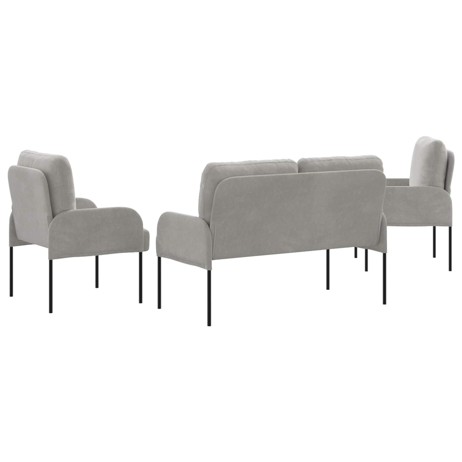 Σετ Καναπέ 3 pcs Ανοιχτό γκρι 115 x 56 x 80 εκ Κόντρα πλακέ - Pakobazaar