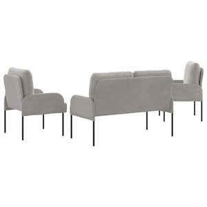 Σετ Καναπέ 3 pcs Ανοιχτό γκρι 115 x 56 x 80 εκ Κόντρα πλακέ - Pakobazaar