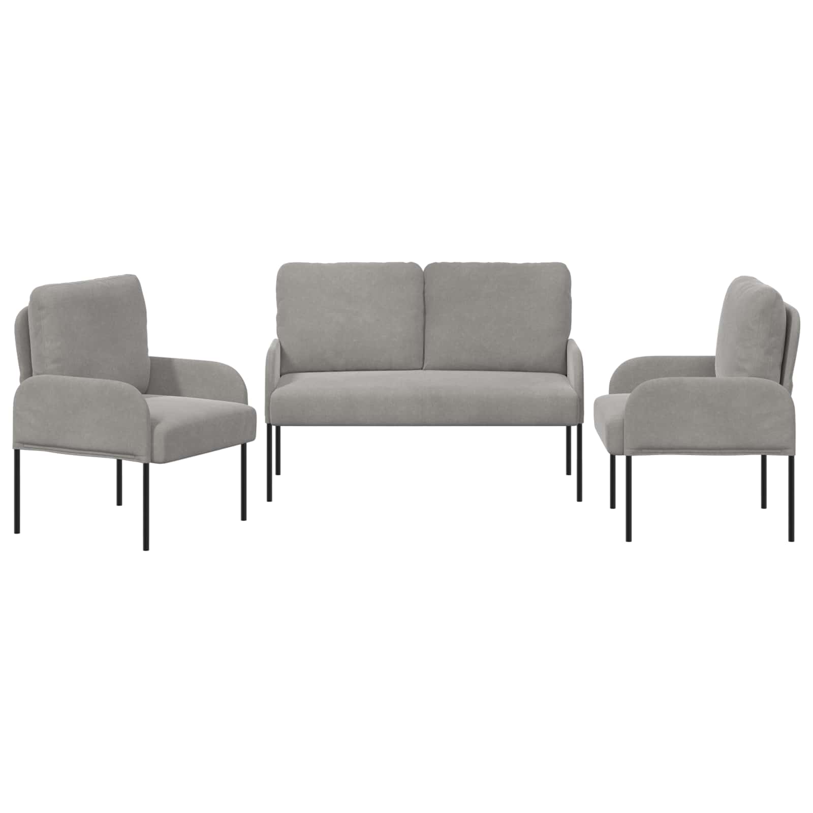 Σετ Καναπέ 3 pcs Ανοιχτό γκρι 115 x 56 x 80 εκ Κόντρα πλακέ - Pakobazaar