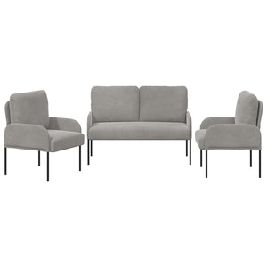 Σετ Καναπέ 3 pcs Ανοιχτό γκρι 115 x 56 x 80 εκ Κόντρα πλακέ - Pakobazaar