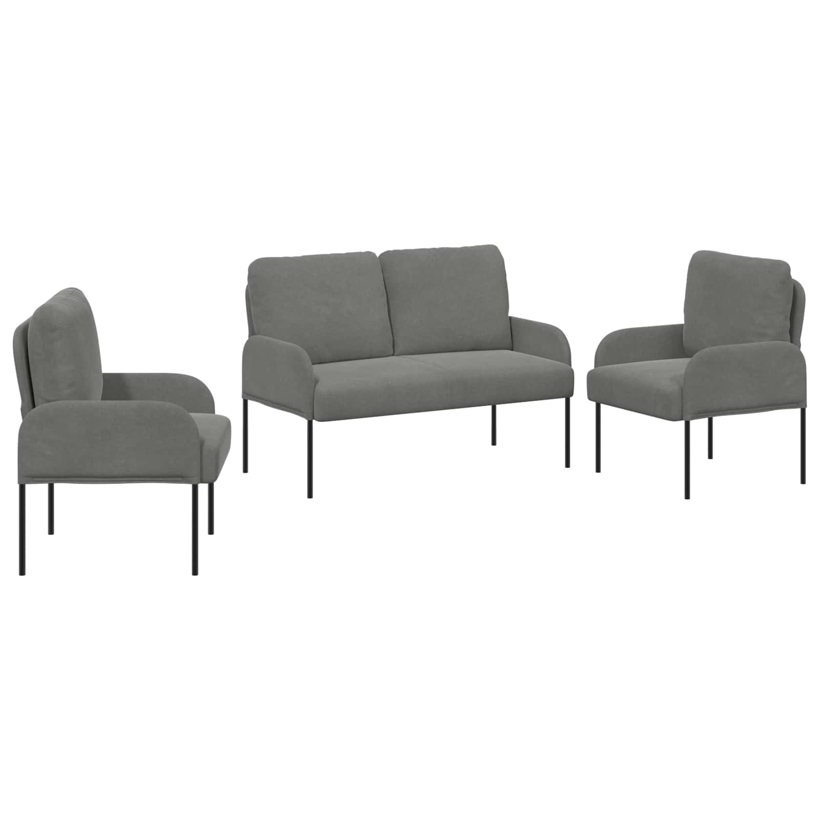 Σετ Καναπέ 3 pcs Σκούρο Γκρι 115 x 56 x 80 εκ Κόντρα πλακέ - Pakobazaar