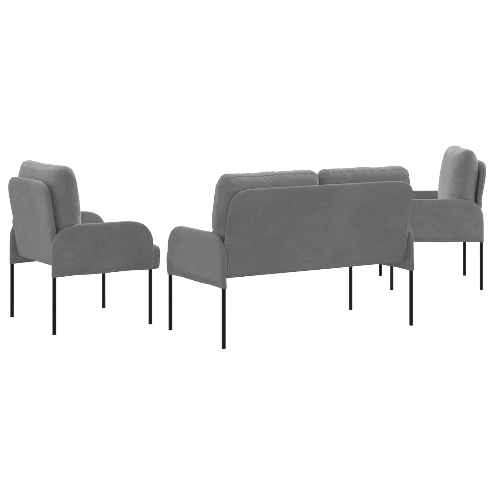 Σετ Καναπέ 3 pcs Σκούρο Γκρι 115 x 56 x 80 εκ Κόντρα πλακέ - Pakobazaar