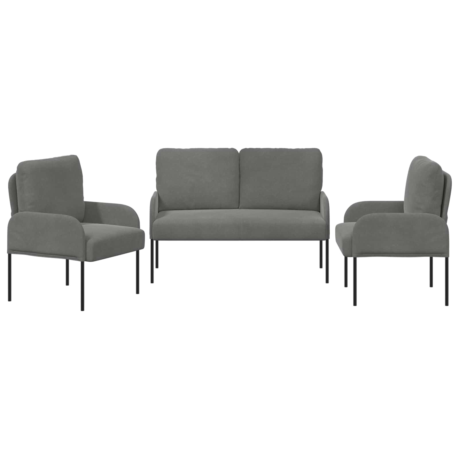 Σετ Καναπέ 3 pcs Σκούρο Γκρι 115 x 56 x 80 εκ Κόντρα πλακέ - Pakobazaar