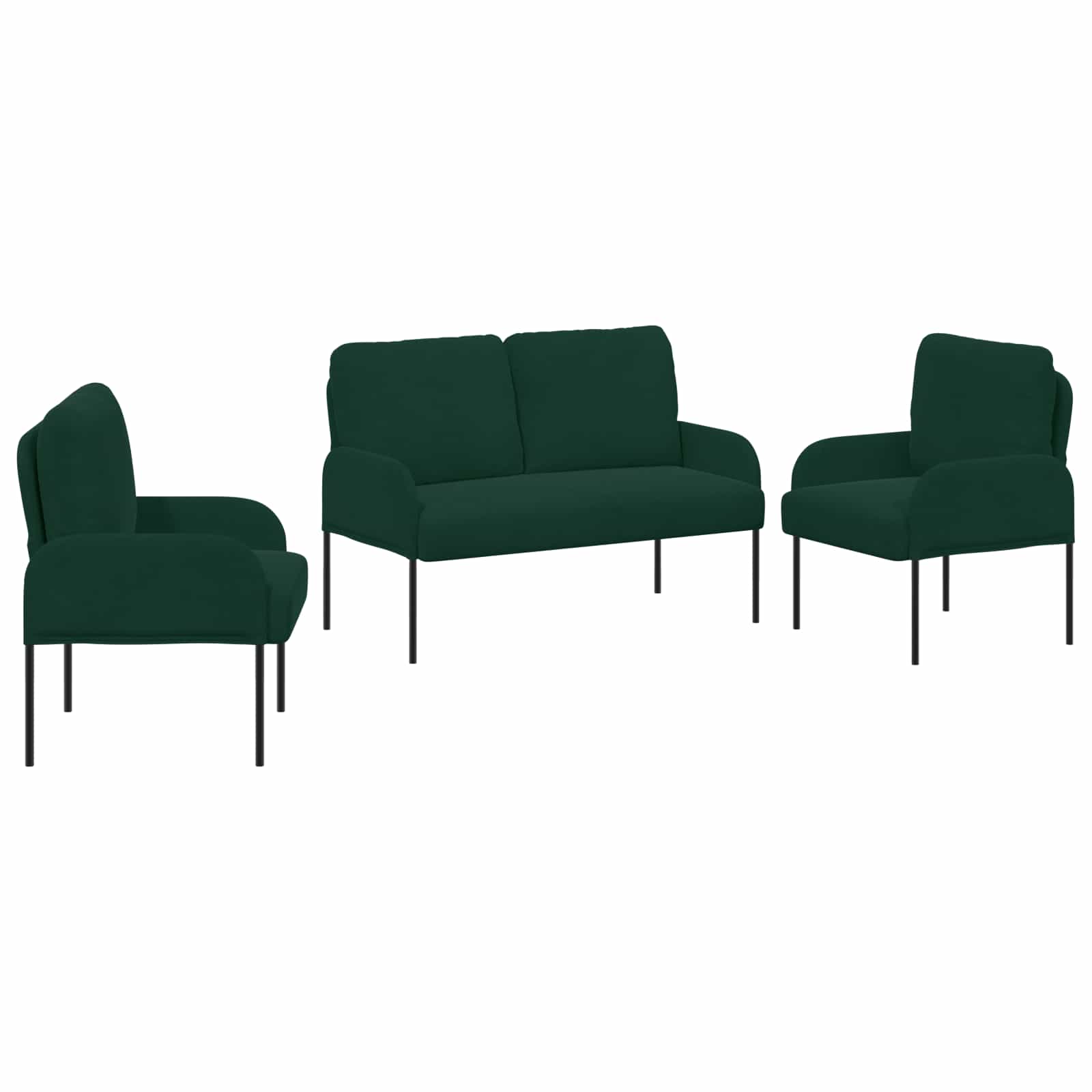 Σετ Καναπέ 3 pcs Σκούρο Πράσινο 115 x 56 x 80 εκ Κόντρα πλακέ - Pakobazaar