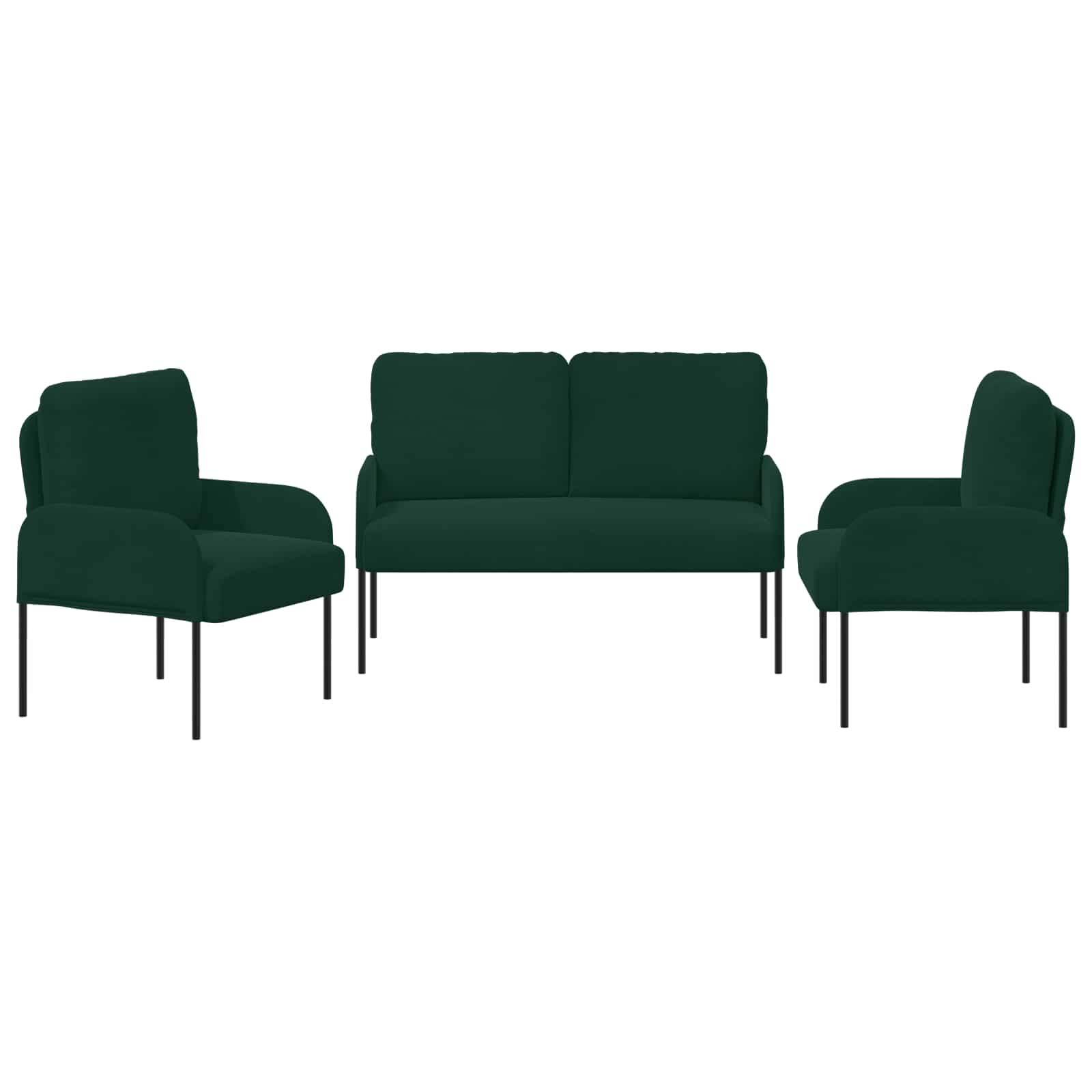 Σετ Καναπέ 3 pcs Σκούρο Πράσινο 115 x 56 x 80 εκ Κόντρα πλακέ - Pakobazaar