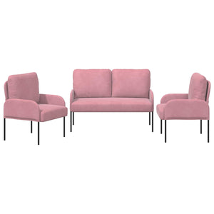 Σετ Καναπέ με μαξιλάρι 3 pcs Ροζ 115 x 56 x 80 εκ Κόντρα πλακέ - Pakobazaar
