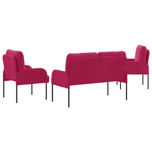 Σετ Καναπέ 3 pcs Κόκκινο 115 x 56 x 80 εκ Κόντρα πλακέ - Pakobazaar