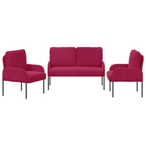 Σετ Καναπέ 3 pcs Κόκκινο 115 x 56 x 80 εκ Κόντρα πλακέ - Pakobazaar