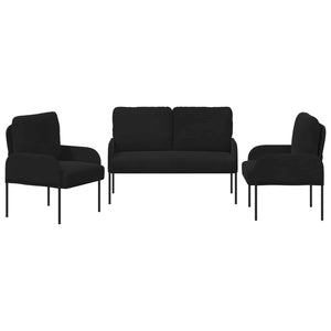 Σετ Καναπέ 3 pcs Μαύρο 115 x 56 x 80 εκ Κόντρα πλακέ - Pakobazaar