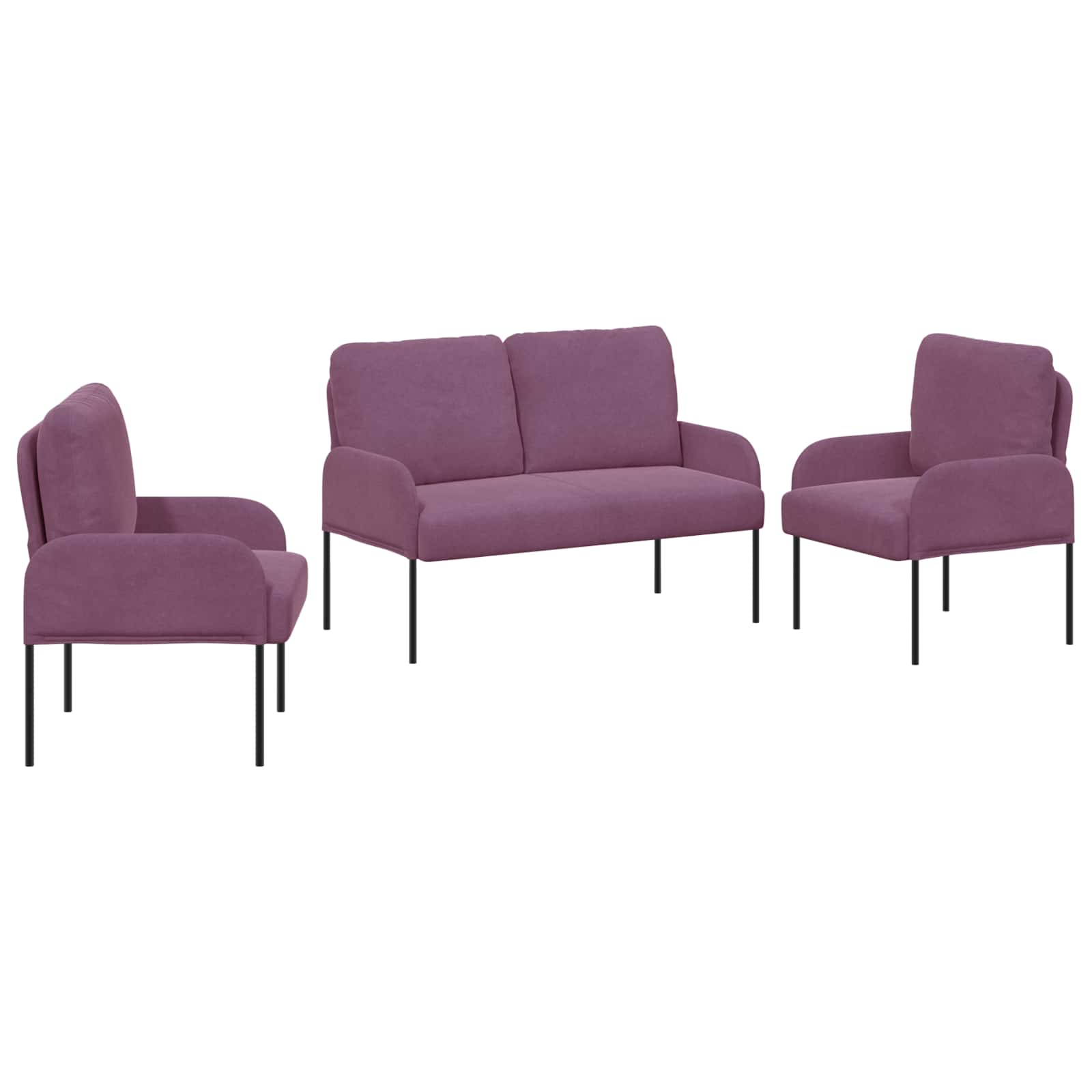 Σετ Καναπέ με μαξιλάρι 3 pcs Μοβ 115 x 56 x 80 εκ Κόντρα πλακέ - Pakobazaar