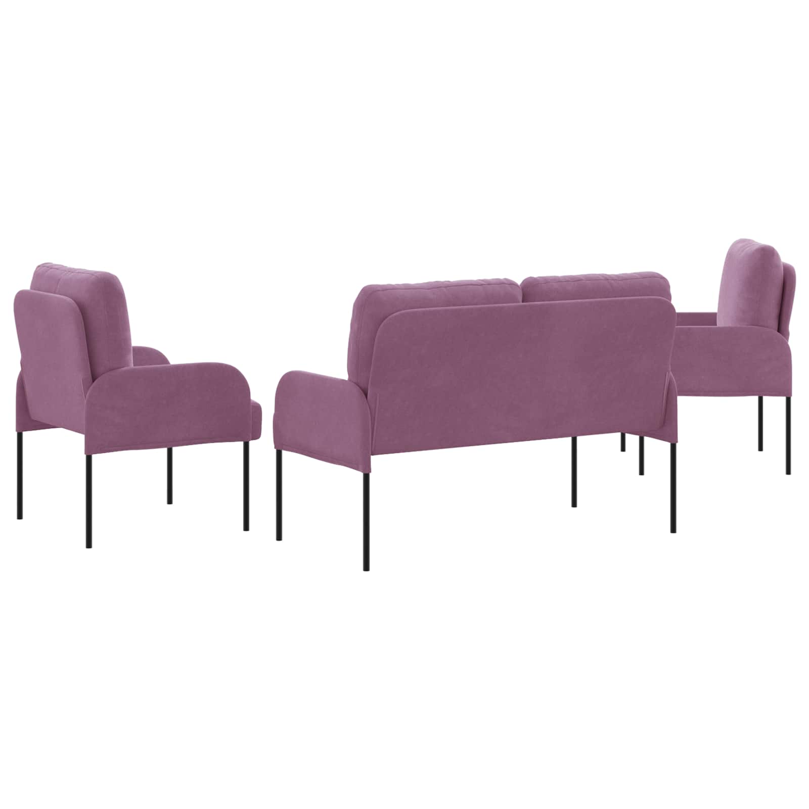 Σετ Καναπέ με μαξιλάρι 3 pcs Μοβ 115 x 56 x 80 εκ Κόντρα πλακέ - Pakobazaar