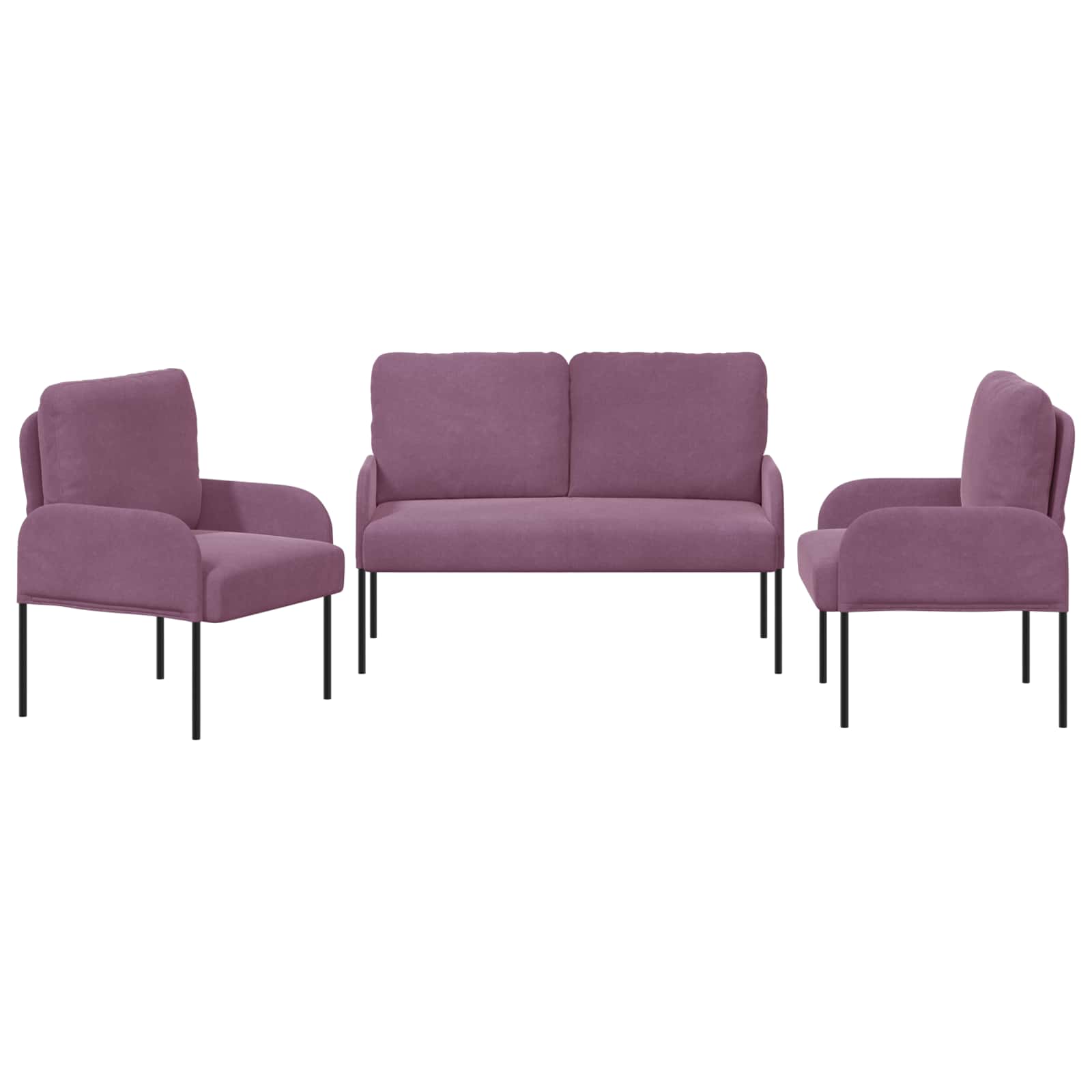Σετ Καναπέ με μαξιλάρι 3 pcs Μοβ 115 x 56 x 80 εκ Κόντρα πλακέ - Pakobazaar