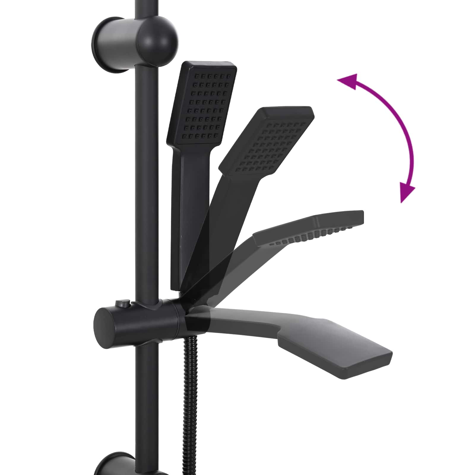 Σετ Κεφαλής Ντους Μαύρο 47 x 20 x 95 εκ. Ανοξείδωτο ατσάλι - Pakobazaar