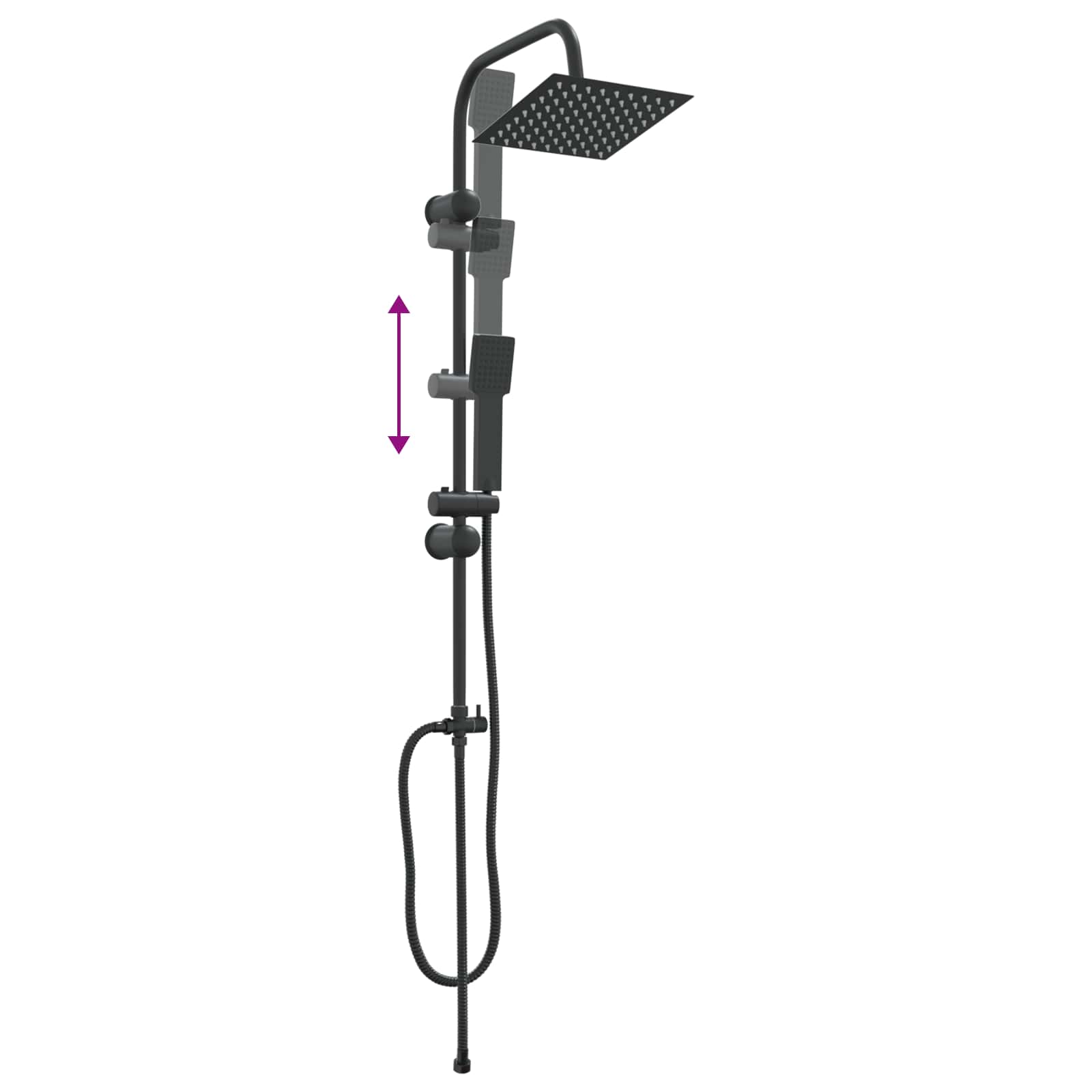 Σετ Κεφαλής Ντους Μαύρο 47 x 20 x 95 εκ. Ανοξείδωτο ατσάλι - Pakobazaar