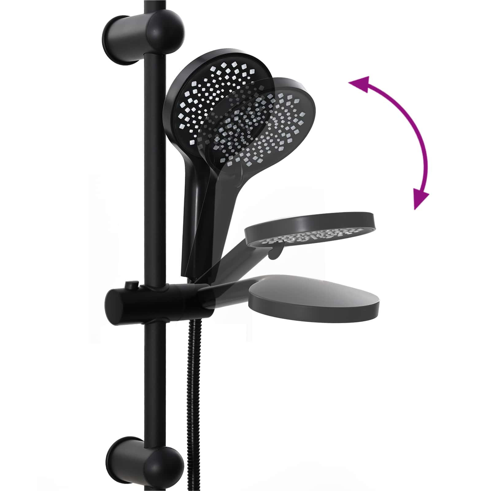 Σετ Κεφαλής Ντους Μαύρο 47 x 20 x 95 εκ. Ανοξείδωτο ατσάλι - Pakobazaar