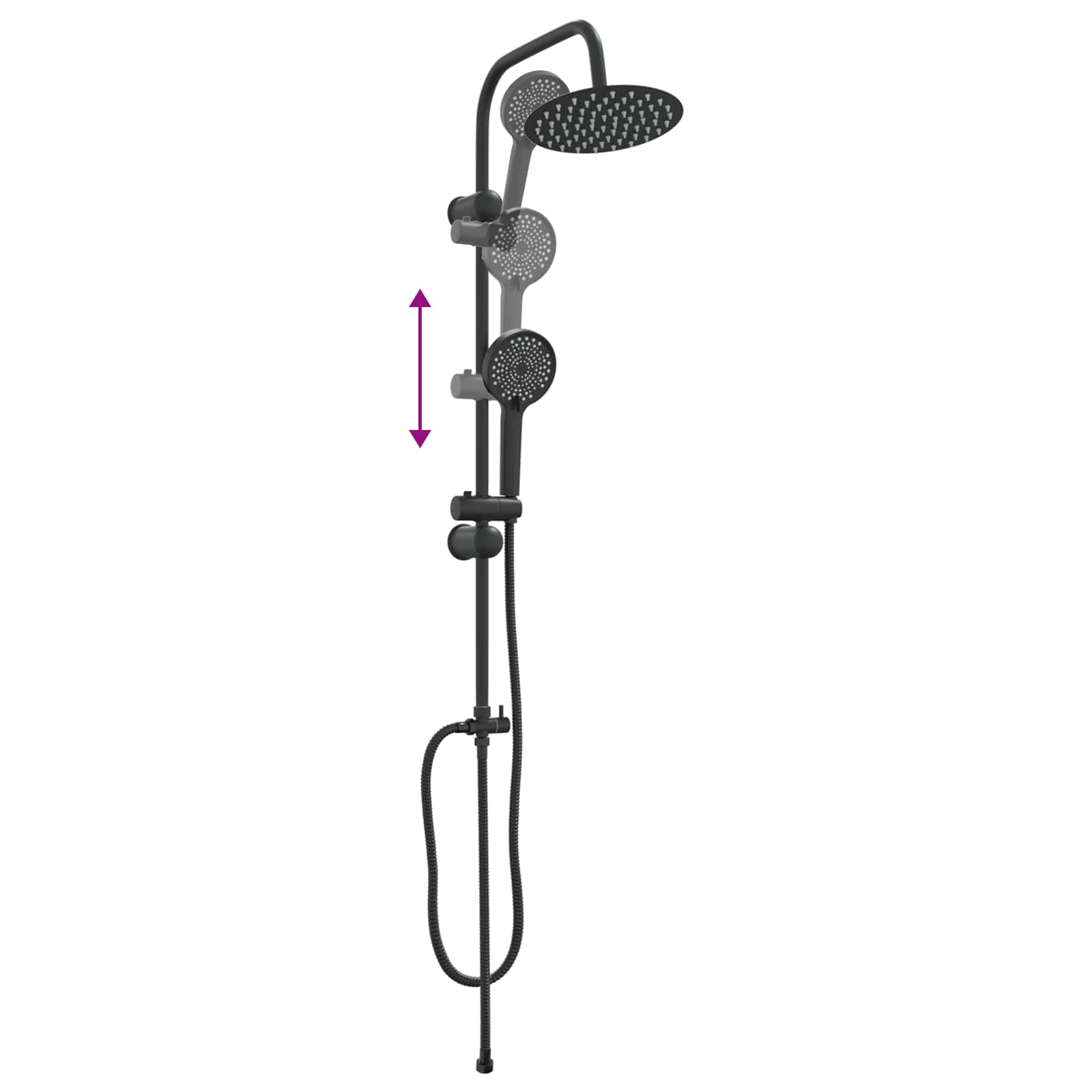 Σετ Κεφαλής Ντους Μαύρο 47 x 20 x 95 εκ. Ανοξείδωτο ατσάλι - Pakobazaar