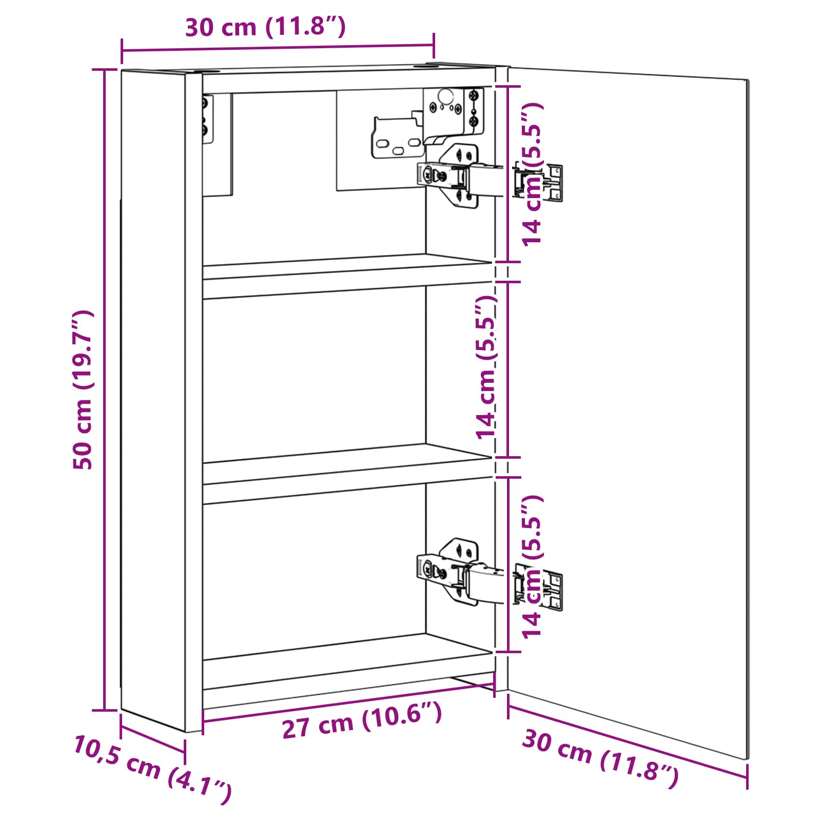 Καθρέφτης Ντουλάπα Μπάνιου Δρύς Sonoma 30 x 10,5 x 50 εκ - Pakobazaar