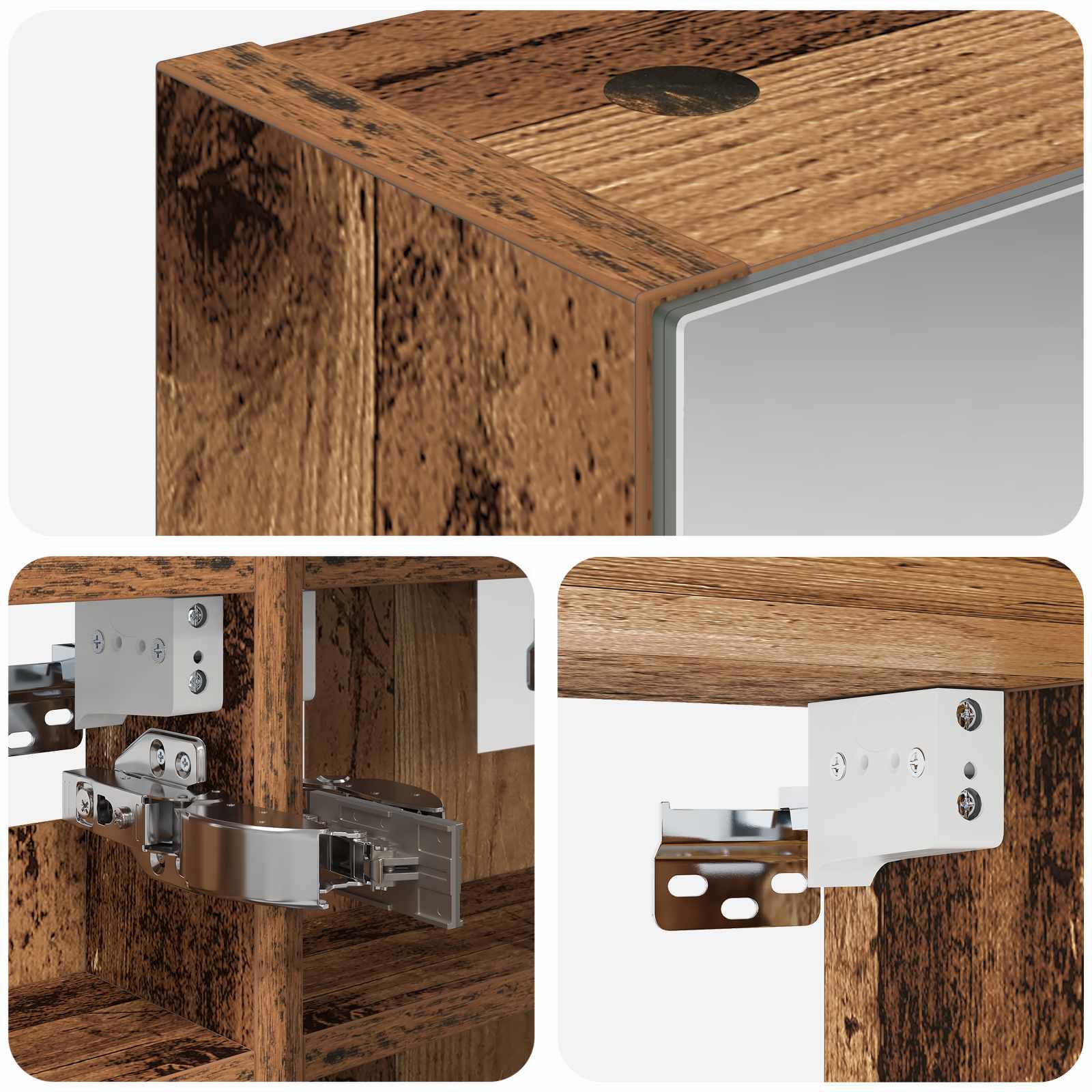 Καθρέφτης Ντουλάπα Μπάνιου με ράφι Παλιό ξύλο 30 x 10,5 x 50 εκ - Pakobazaar