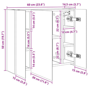 Καθρέφτης Ντουλάπα Μπάνιου Λευκό 60 x 14,5 x 50 εκ - Pakobazaar