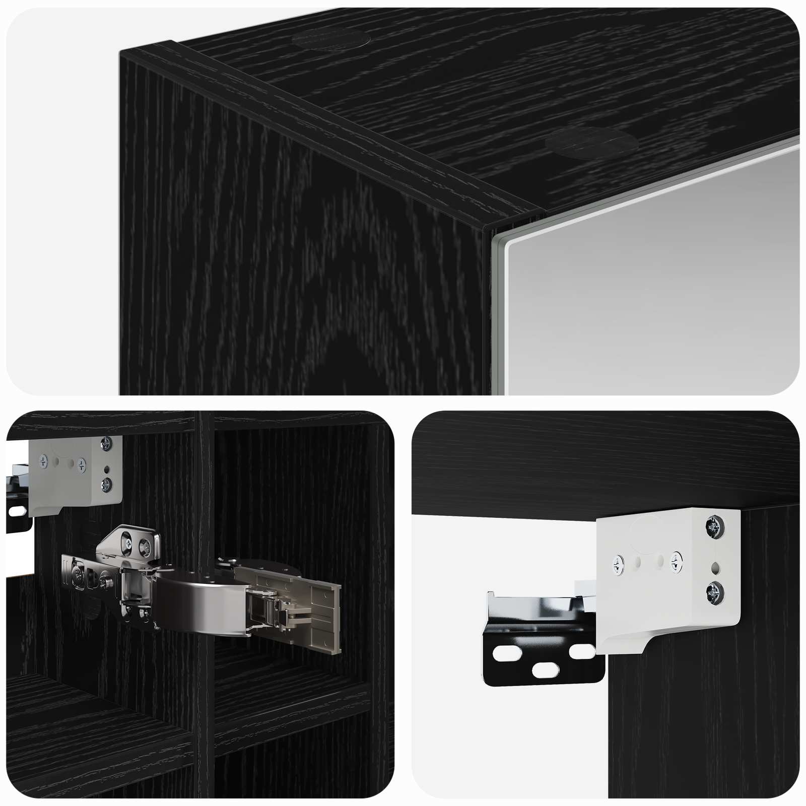 Καθρέφτης Ντουλάπα Μπάνιου Μαύρη Οξυά 60 x 14,5 x 50 εκ - Pakobazaar