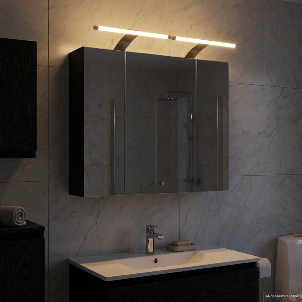 Καθρέφτης Ντουλάπα Μπάνιου Μαύρη Οξυά 60 x 14,5 x 50 εκ - Pakobazaar