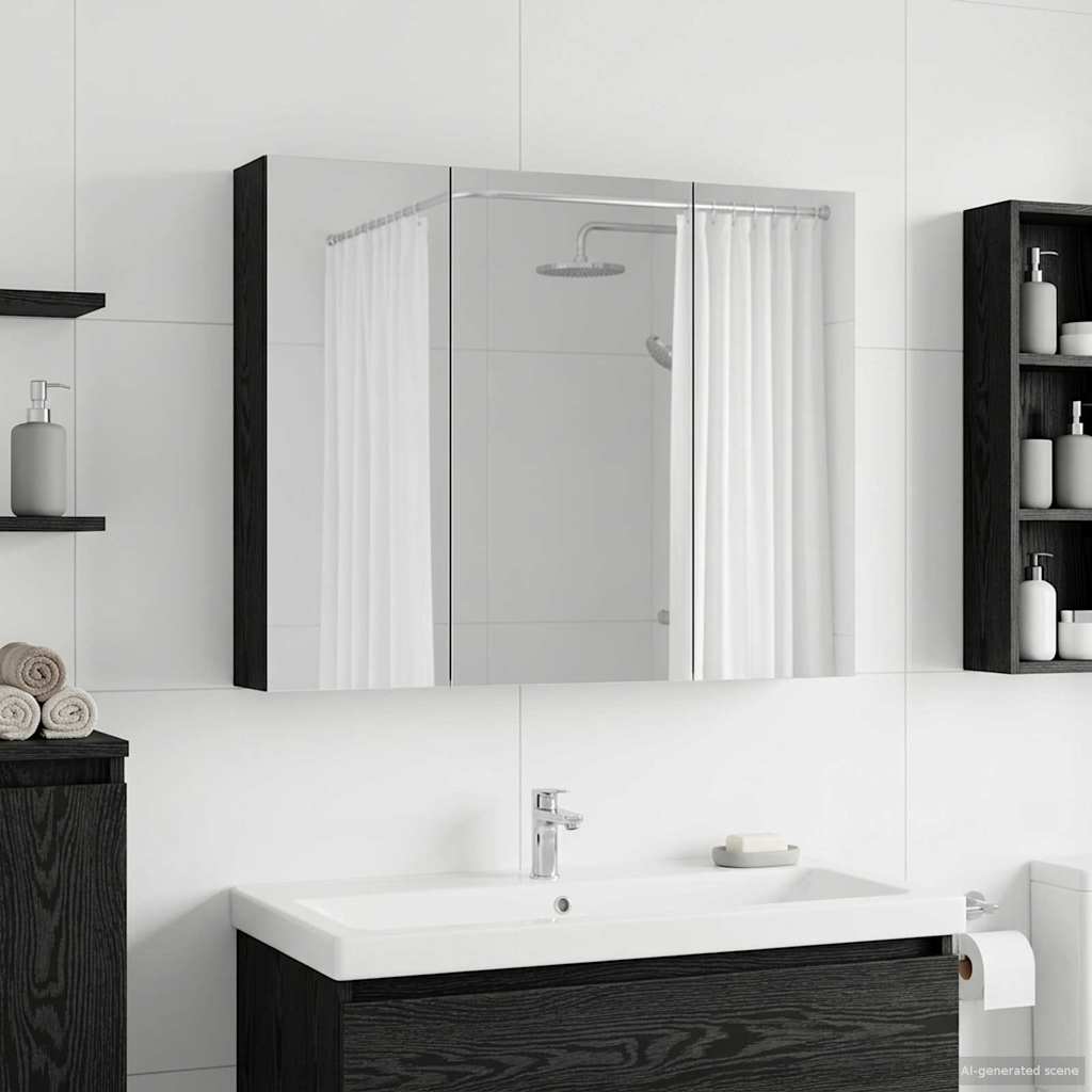 Καθρέφτης Ντουλάπα Μπάνιου Μαύρη Οξυά 100 x 14,5 x 70 εκ - Pakobazaar
