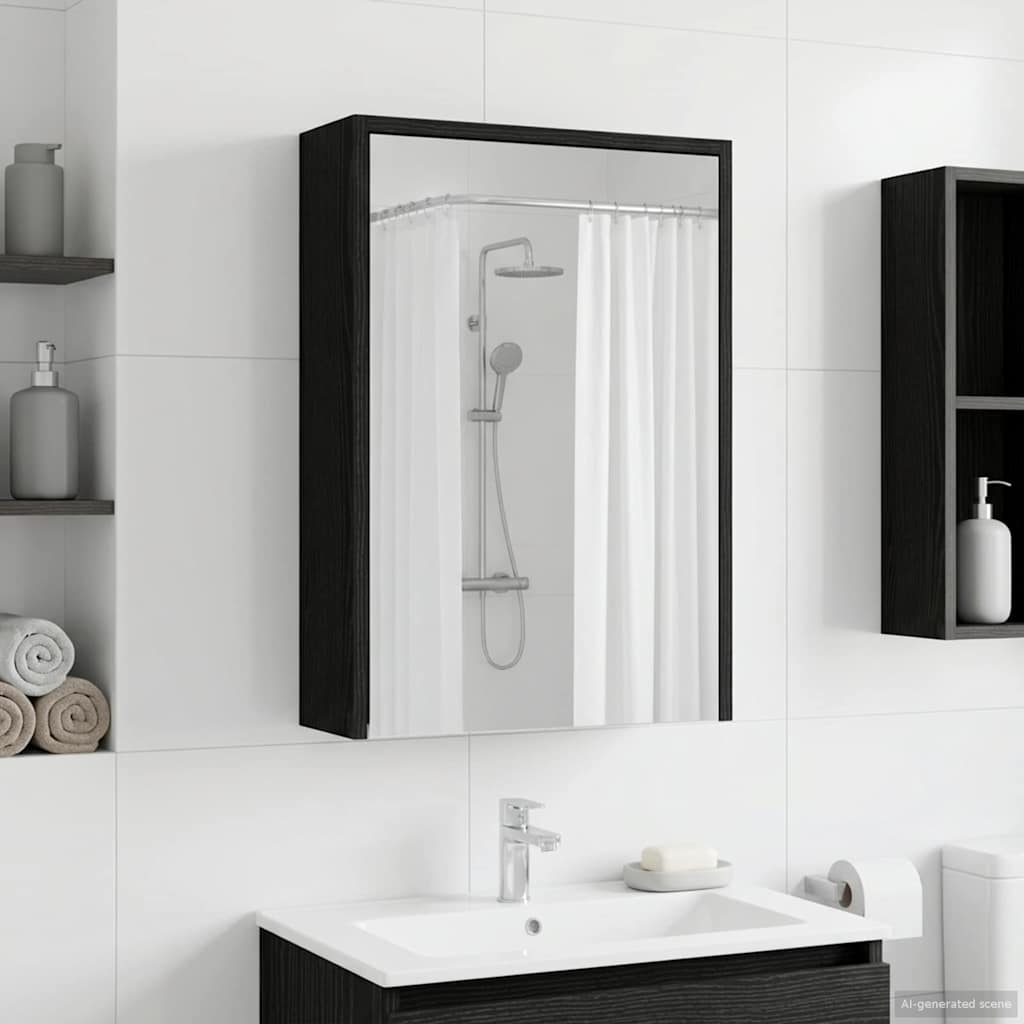Καθρέφτης Ντουλάπα Μπάνιου Μαύρη Οξυά 43 x 16 x 62.5 εκ. - Pakobazaar