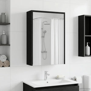 Καθρέφτης Ντουλάπα Μπάνιου Μαύρη Οξυά 43 x 16 x 62.5 εκ. - Pakobazaar
