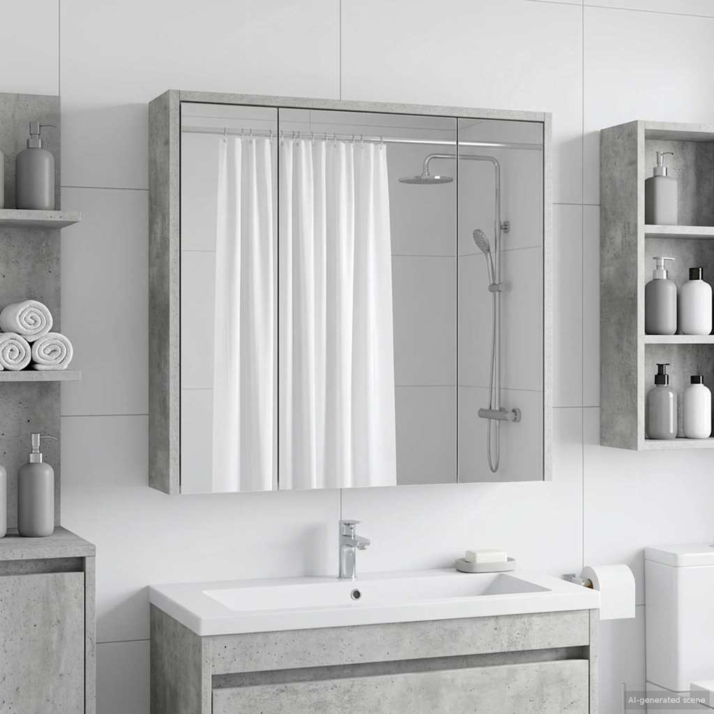 Καθρέφτης Ντουλάπα Μπάνιου Σκυρόδεμα Γκρι 63,5 x 16 x 62,5 εκ. - Pakobazaar