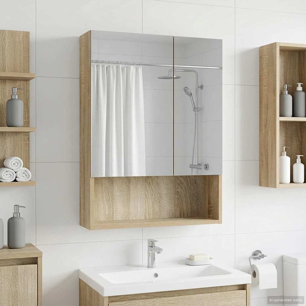 Καθρέφτης Ντουλάπα Μπάνιου Δρύς Sonoma 50 x 14,5 x 70 εκ - Pakobazaar