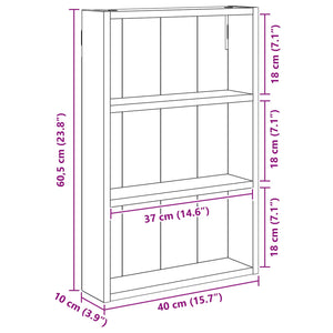Ντουλάπα τοίχου μπάνιου με ράφι Δρύς Sonoma 40 x 10 x 60,5 εκ - Pakobazaar