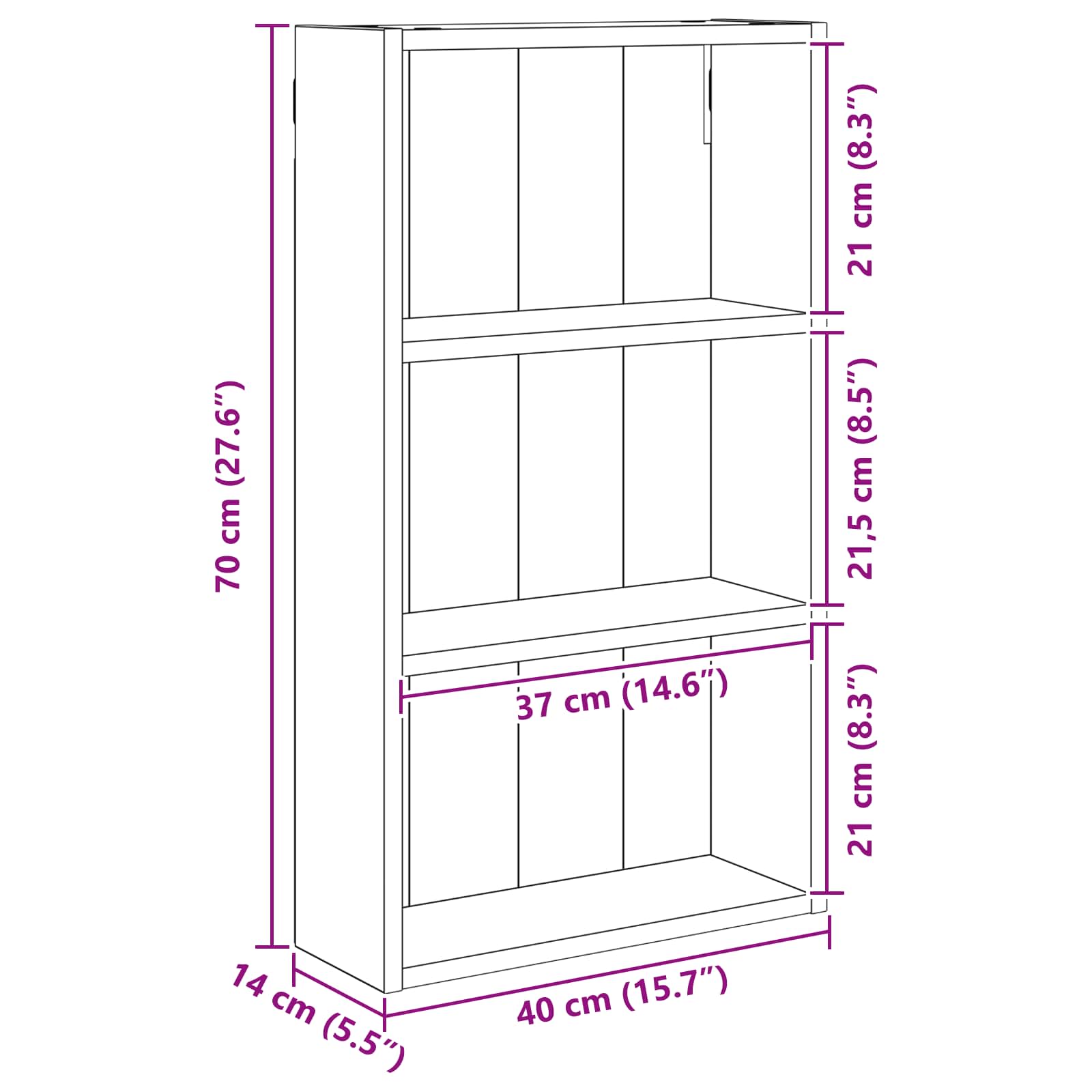 Ντουλάπα τοίχου μπάνιου με ράφι Λευκός 40 x 14 x 70 εκ - Pakobazaar
