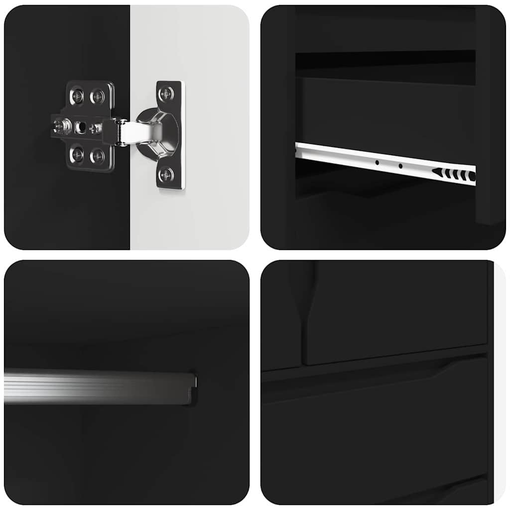 Ντουλάπι Μπάνιου Μαύρο 79,5 x 49 x 156 εκ Επεξεργασμένο ξύλο