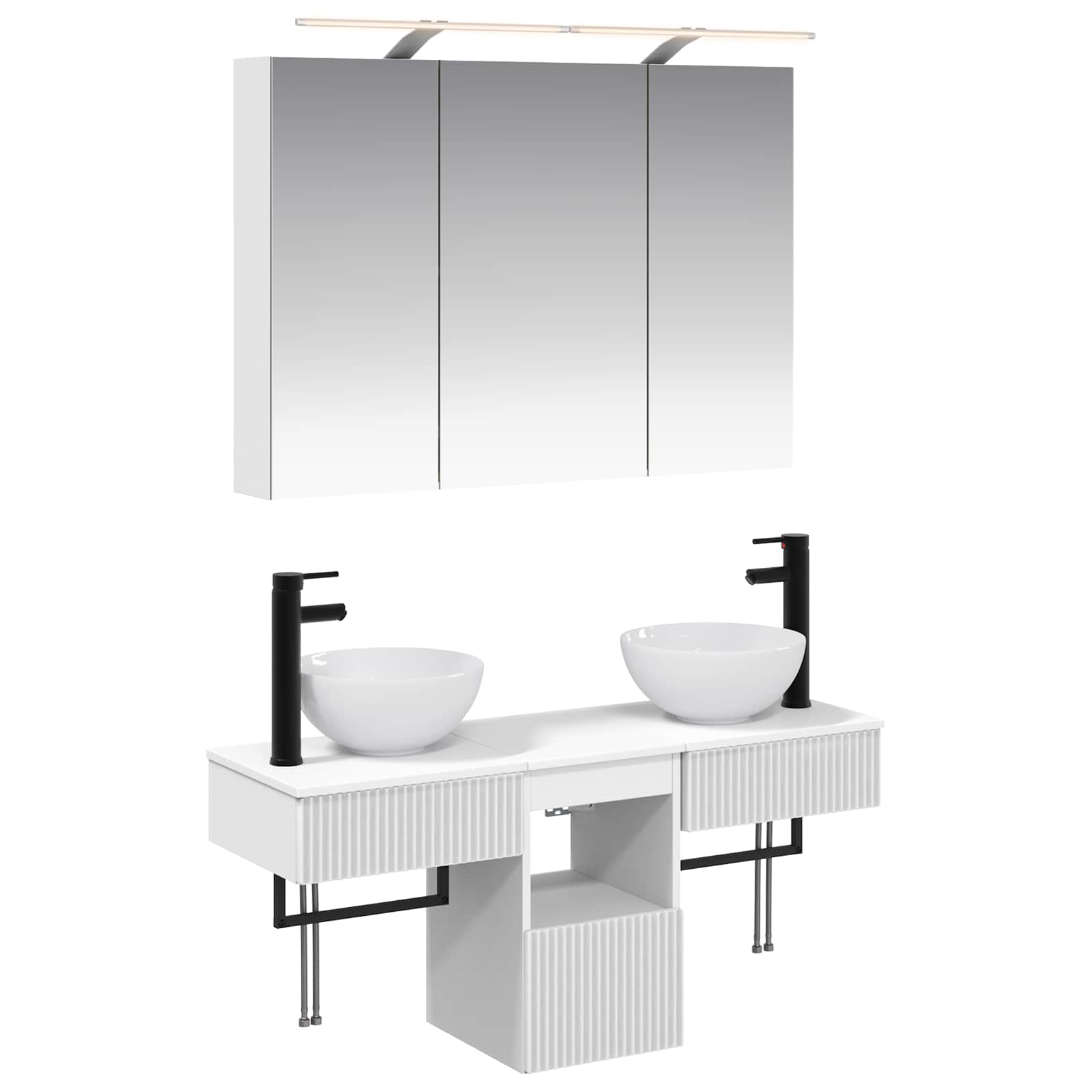 Σετ Ντουλαπιών Μπάνιου 4 pcs Λευκό 100 x 14,5 x 70 εκ