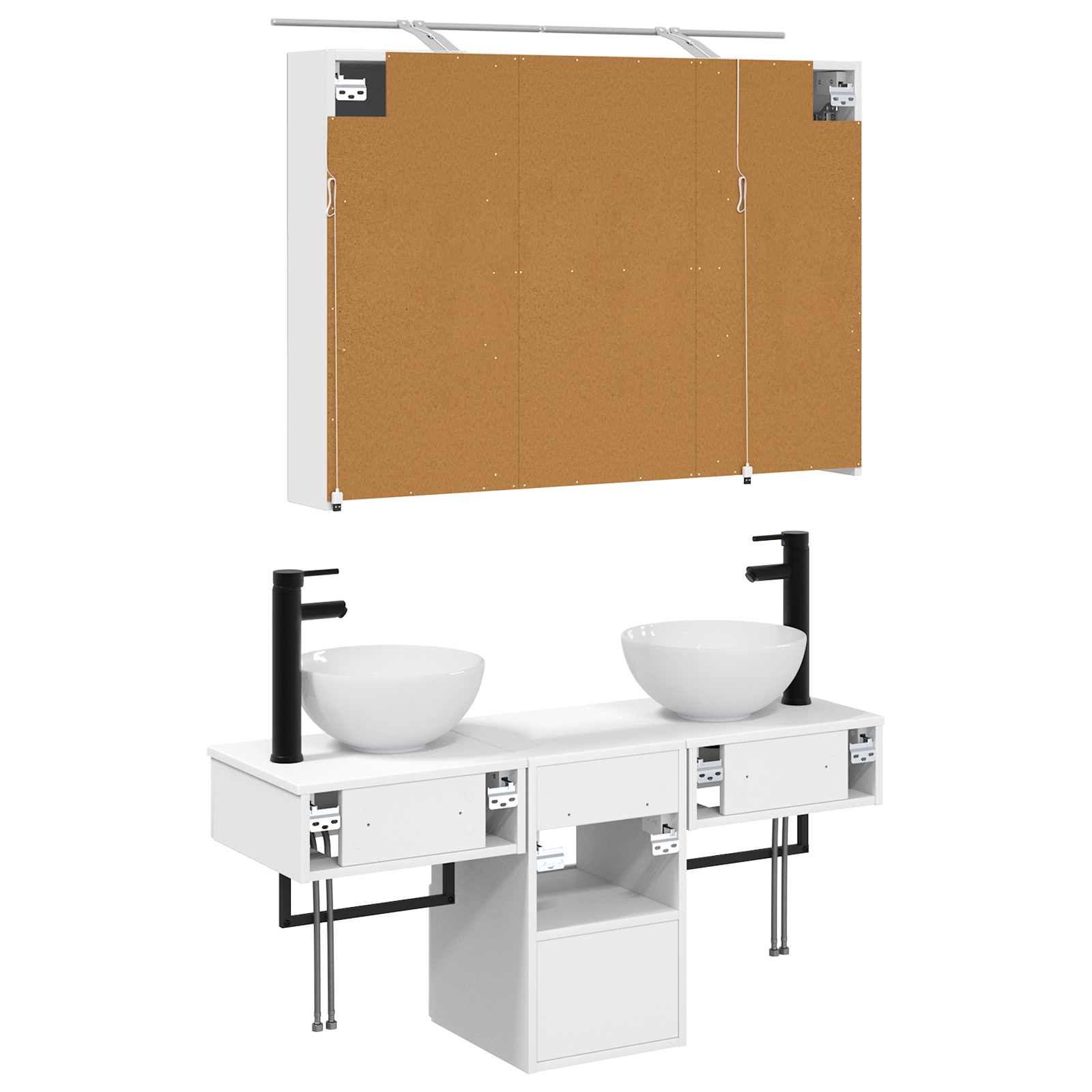 Σετ Ντουλαπιών Μπάνιου 4 pcs Λευκό 100 x 14,5 x 70 εκ