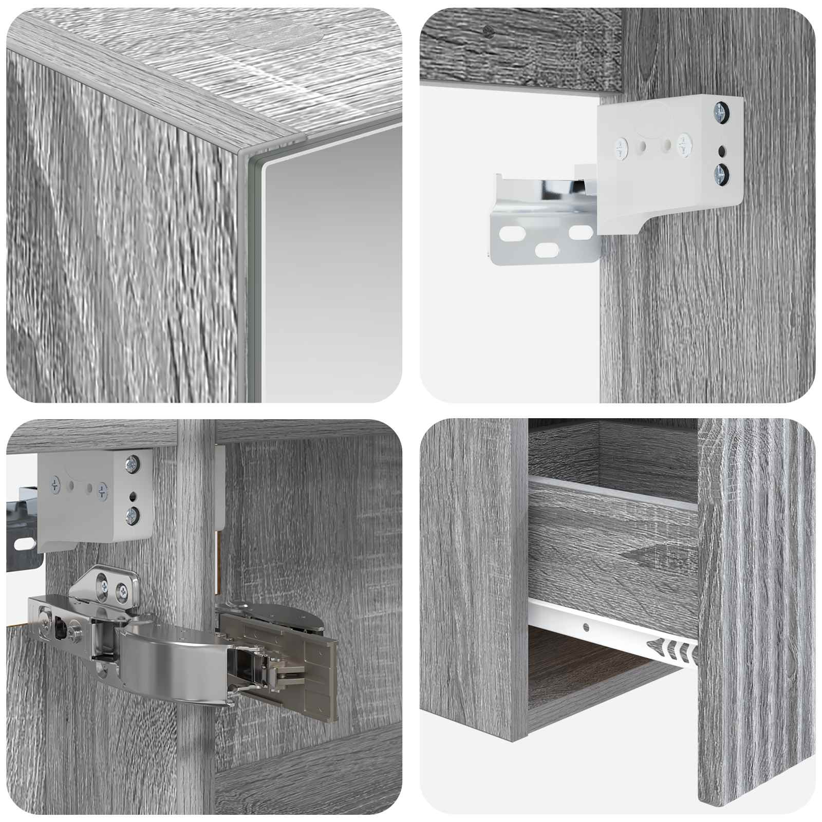 Σετ Ντουλαπιών Μπάνιου 4 pcs Γκρι Sonoma 100 x 14,5 x 70 εκ - Pakobazaar